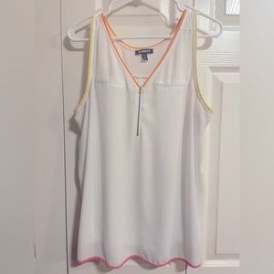White Express tank with neon and zipper accents